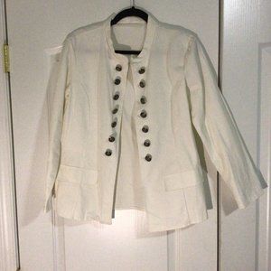 White Military Style Buttoned Blazer